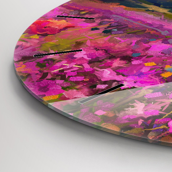 Reloj de pared redondo Paisaje de naturaleza y flores