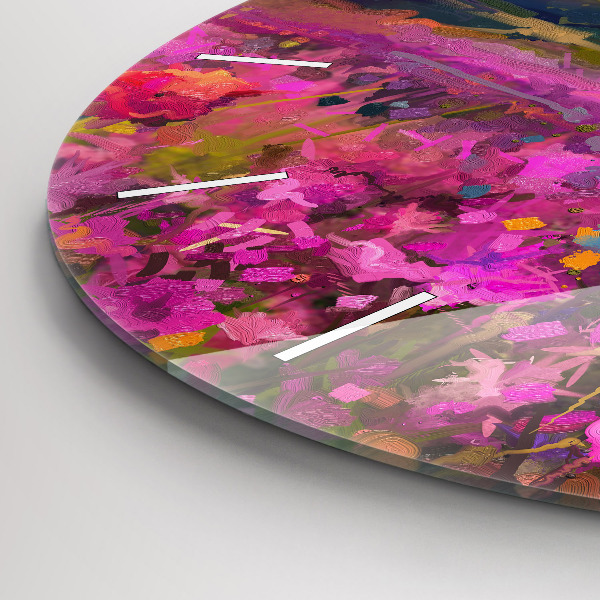 Reloj de pared redondo Paisaje de naturaleza y flores