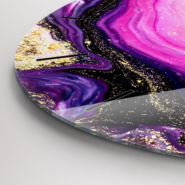 Reloj de cristal redondo Mármol abstracto