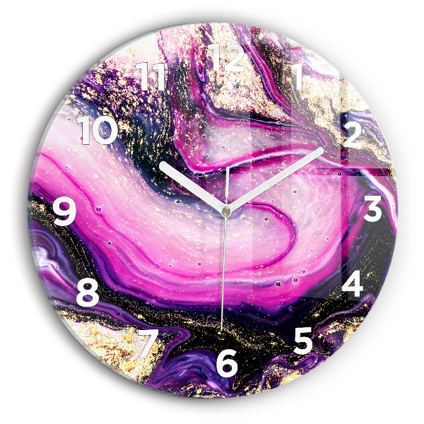 Reloj de cristal redondo Mármol abstracto
