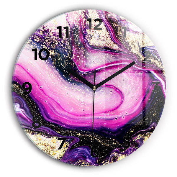 Reloj de cristal redondo Mármol abstracto