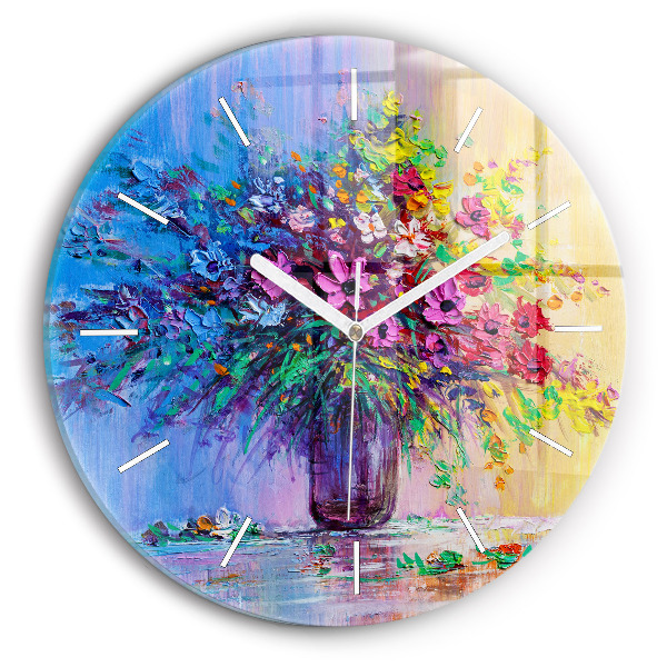 Reloj de cristal redondo Flores en un jarrón