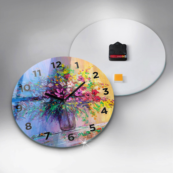 Reloj de cristal redondo Flores en un jarrón