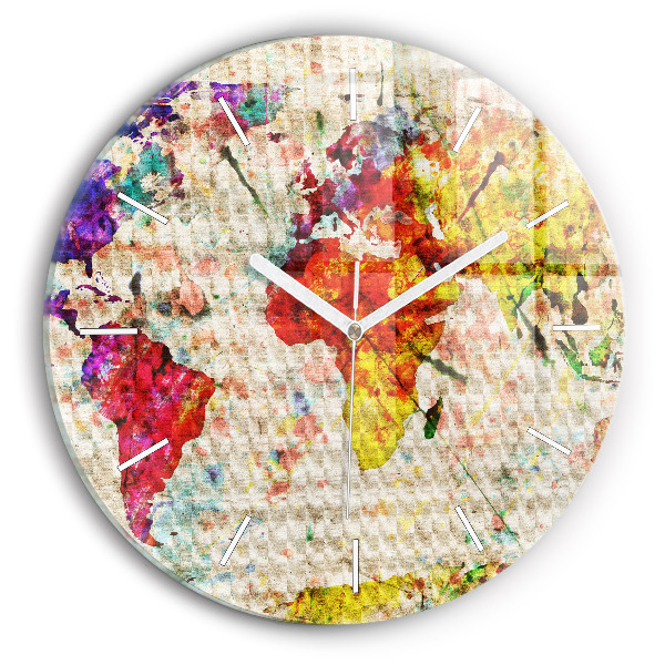 Reloj redondo pared Mapamundi de colores