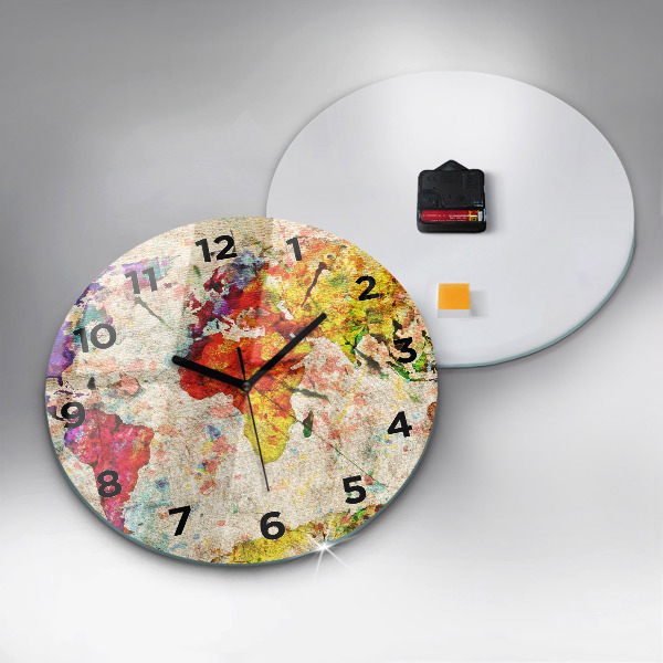 Reloj redondo pared Mapamundi de colores