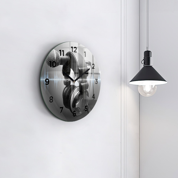 Reloj redondo pared Micrófono y auriculares