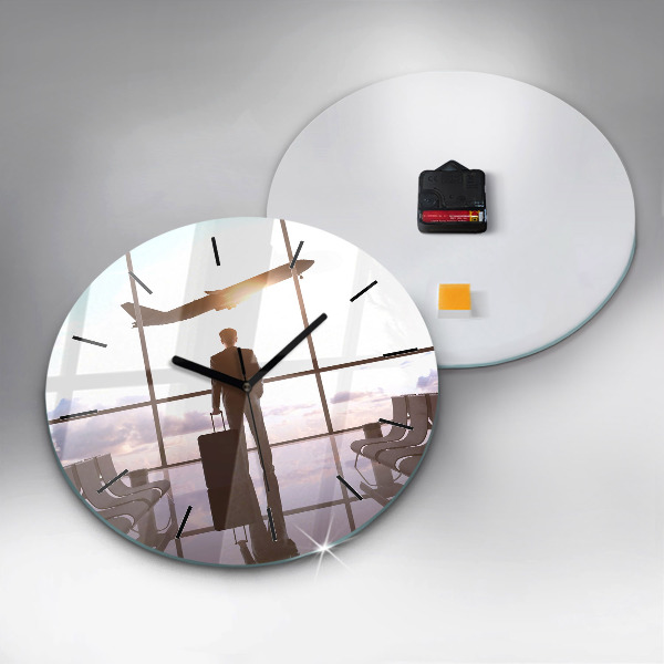 Reloj redondo pared Hombre en el aeropuerto