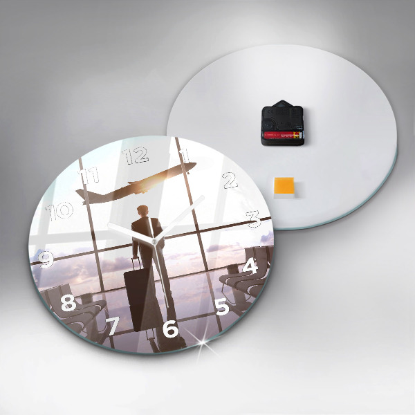 Reloj redondo pared Hombre en el aeropuerto