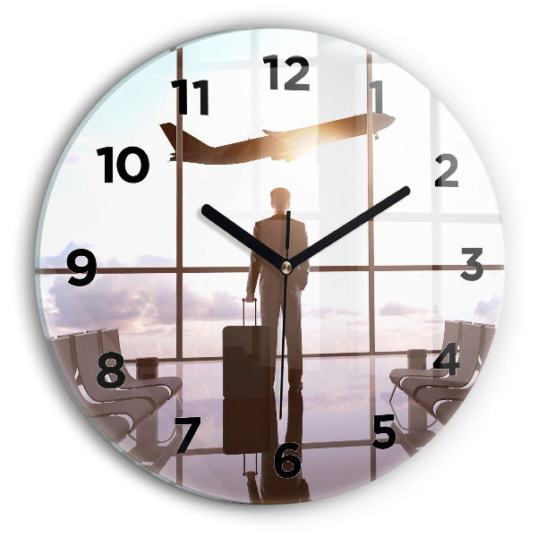 Reloj redondo pared Hombre en el aeropuerto