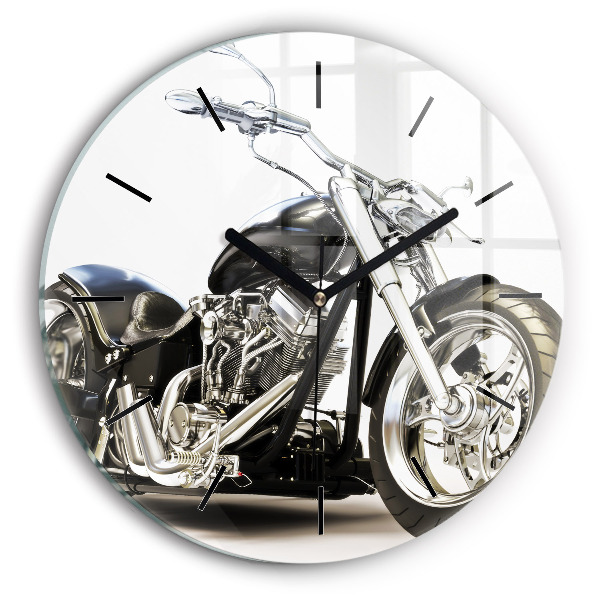 Reloj de pared redondo Moto negra