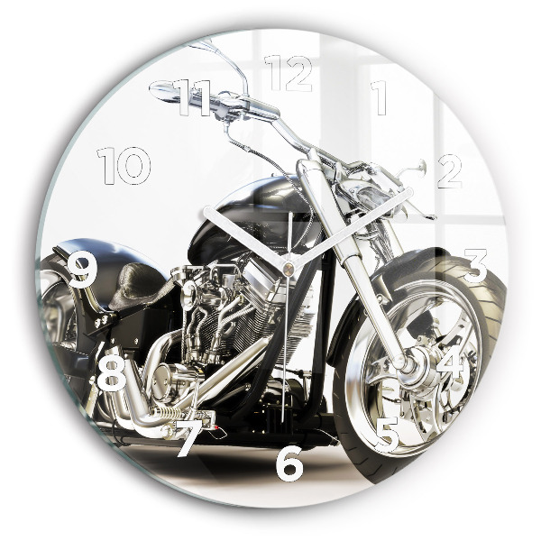 Reloj de pared redondo Moto negra