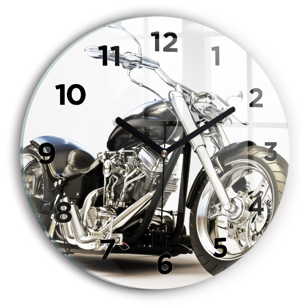 Reloj de pared redondo Moto negra