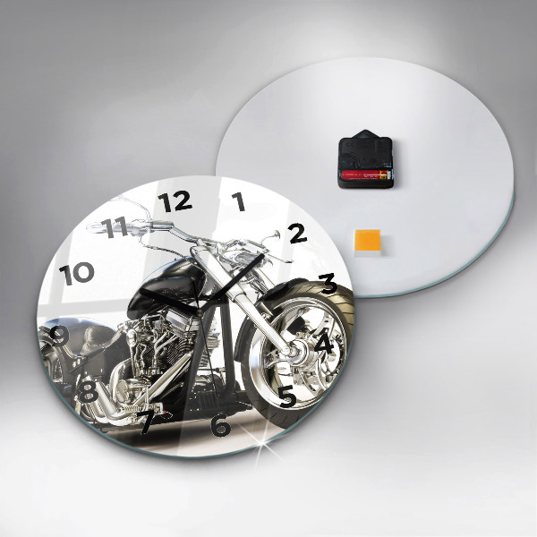 Reloj de pared redondo Moto negra