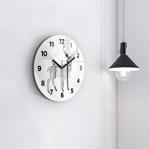 Reloj de pared redondo Silueta de un ciervo Bosque