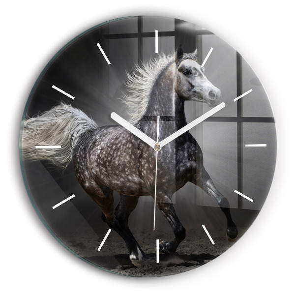 Reloj de cristal redondo Caballo al galope