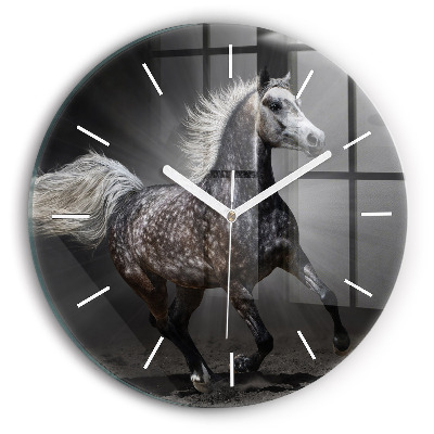 Reloj de cristal redondo Caballo al galope