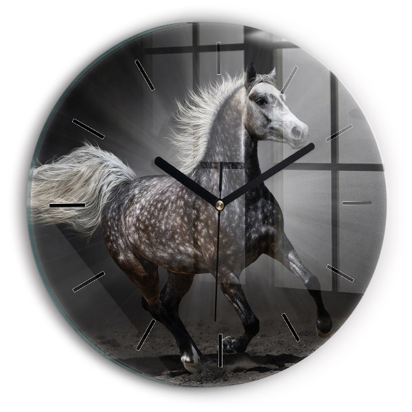 Reloj de cristal redondo Caballo al galope