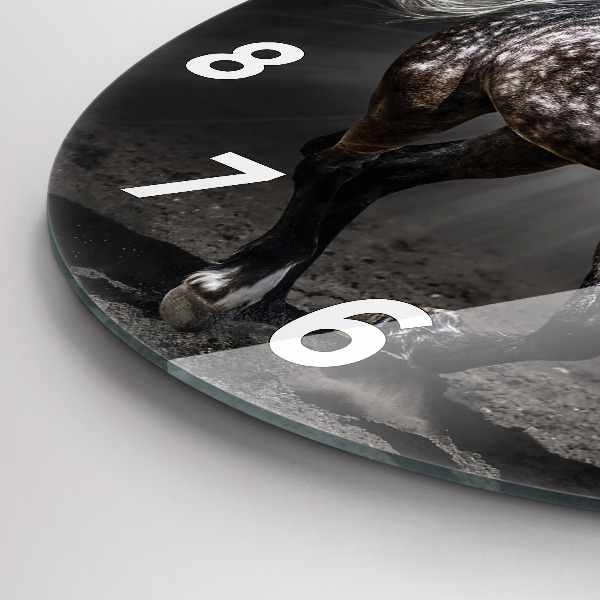 Reloj de cristal redondo Caballo al galope