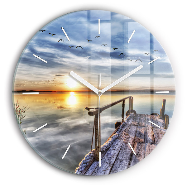 Reloj redondo pared Atardecer Lago