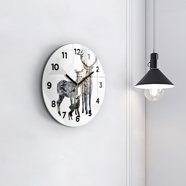 Reloj de pared redondo Familia de ciervos