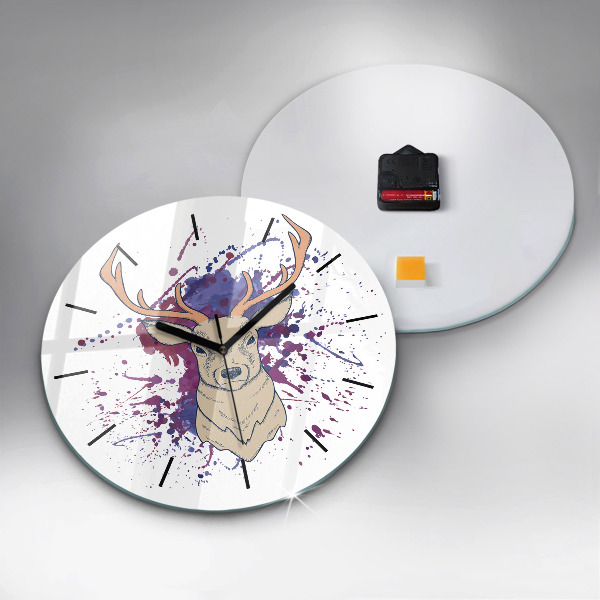 Reloj redondo pared Ilustración vectorial de un ciervo