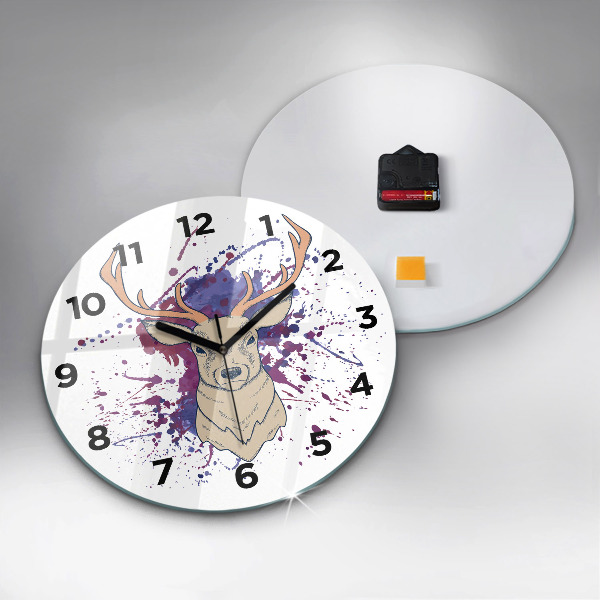 Reloj redondo pared Ilustración vectorial de un ciervo