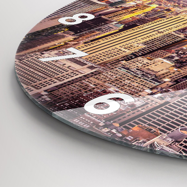 Reloj de cristal redondo Atardecer Nueva York