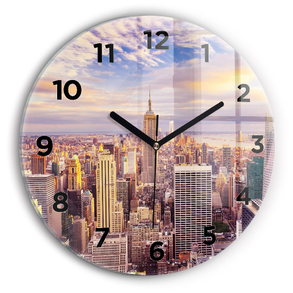 Reloj de cristal redondo Atardecer Nueva York