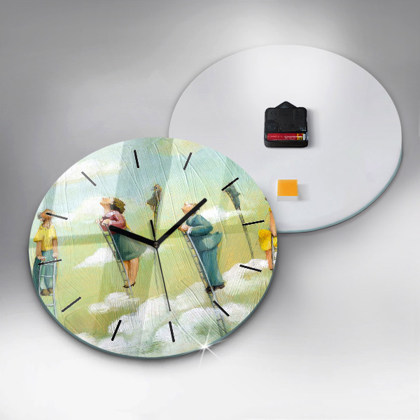 Reloj redondo pared Gente en una escalera