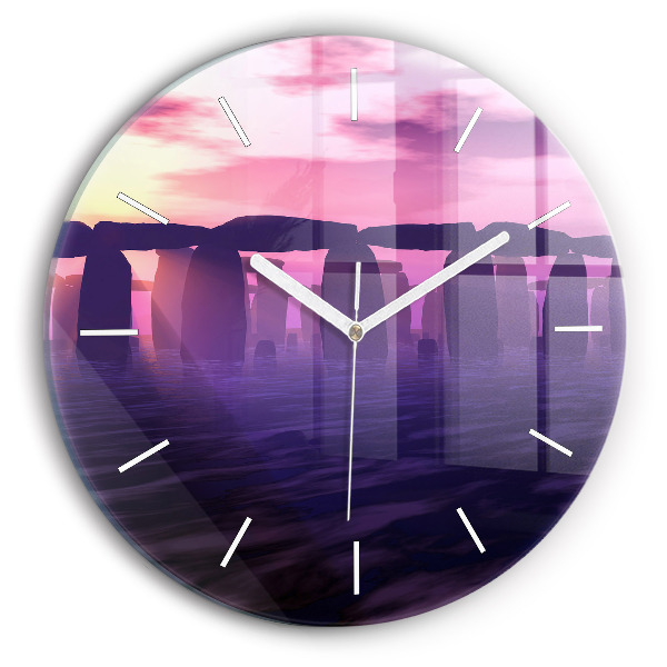 Reloj de pared redondo Puesta de sol en Stonehenge