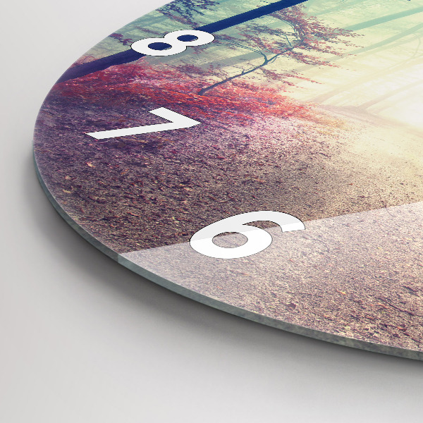 Reloj redondo pared Carretera otoñal Bosque Niebla