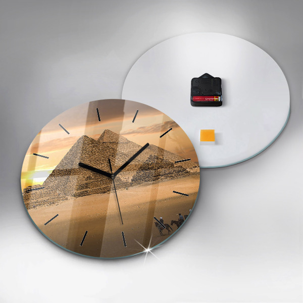 Reloj de pared redondo Pirámides y puesta de sol