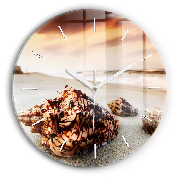 Reloj de cristal redondo Concha en la playa
