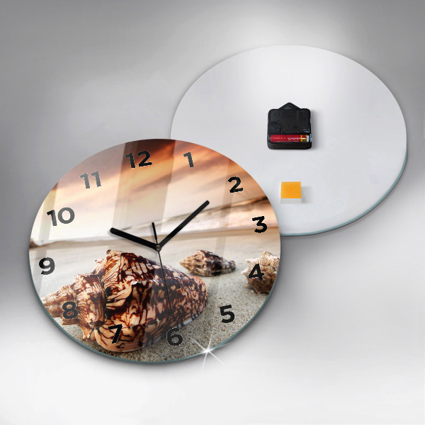 Reloj de cristal redondo Concha en la playa