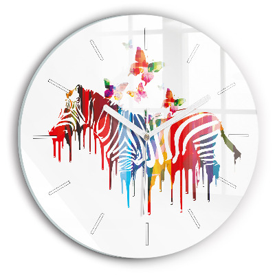 Reloj de cristal redondo Cebra de colores