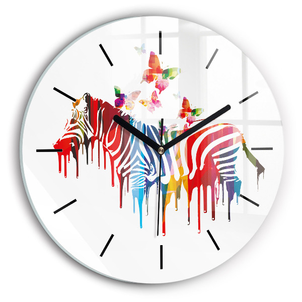 Reloj de cristal redondo Cebra de colores