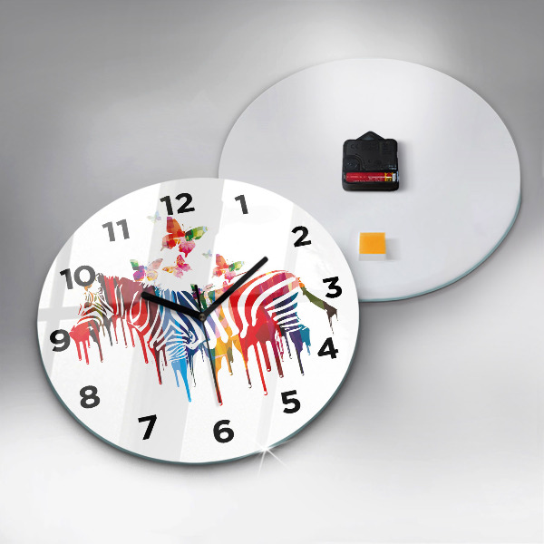 Reloj de cristal redondo Cebra de colores
