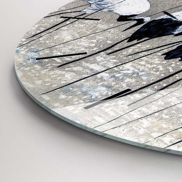 Reloj de cristal redondo Grullas en los juncos