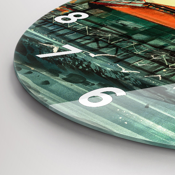 Reloj redondo pared Pueblo pesquero