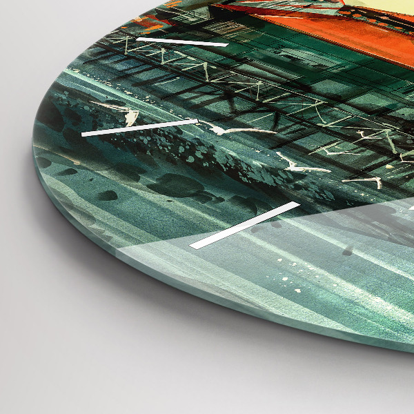 Reloj redondo pared Pueblo pesquero