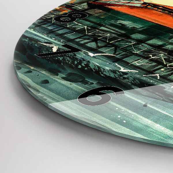 Reloj redondo pared Pueblo pesquero