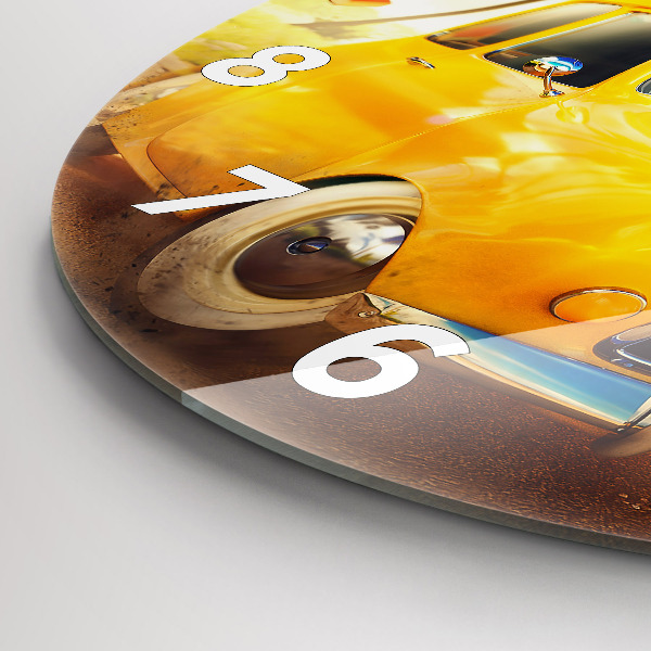 Reloj de pared redondo Coche con tabla de surf