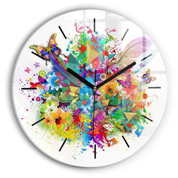 Reloj redondo pared Armonía floral con mariposas