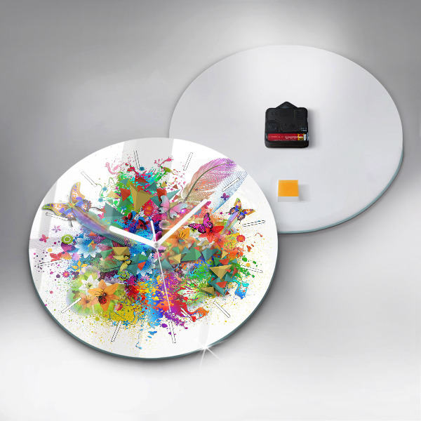 Reloj redondo pared Armonía floral con mariposas