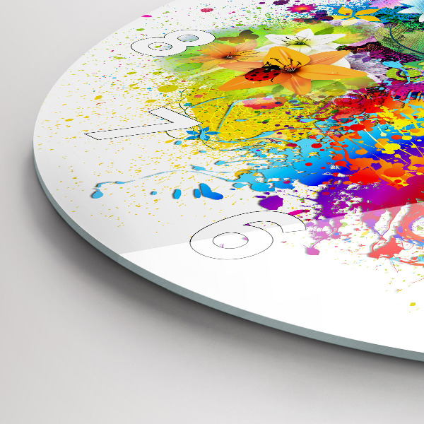 Reloj redondo pared Armonía floral con mariposas