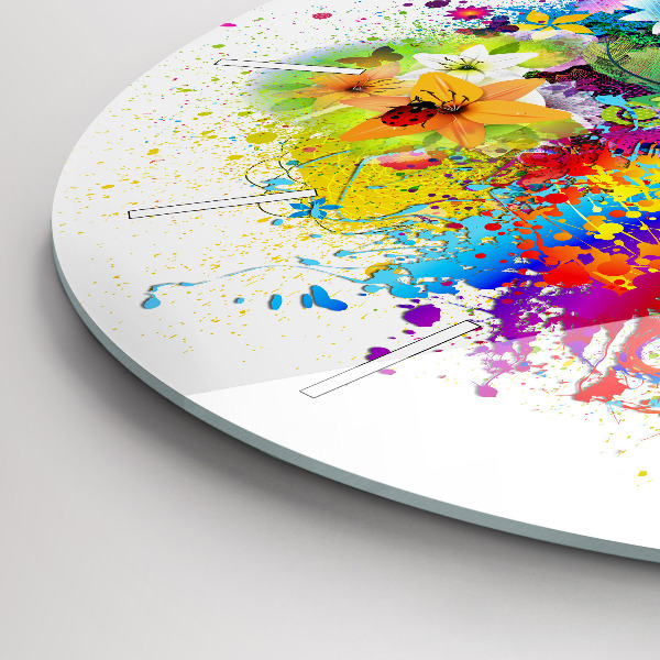 Reloj redondo pared Armonía floral con mariposas