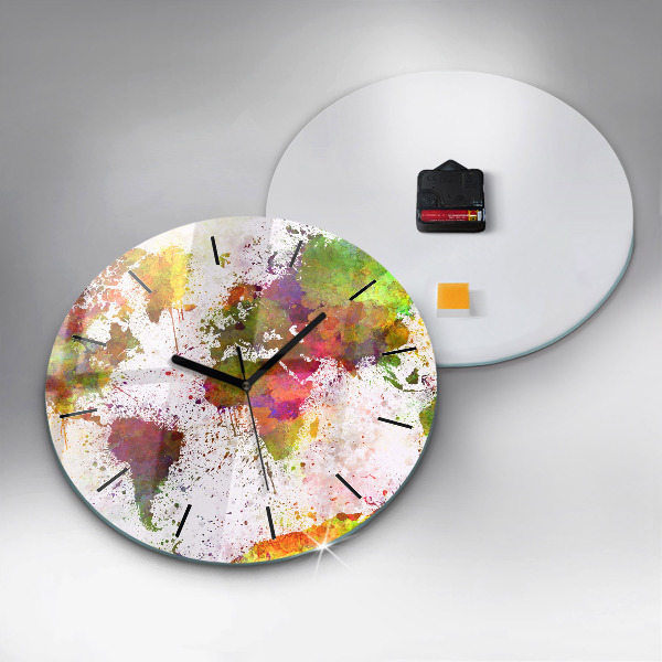 Reloj de cristal redondo Mapamundi en acuarela