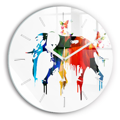 Reloj redondo pared Elefante pintado de colores