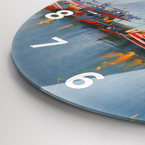 Reloj redondo pared Barco de pesca en el puerto