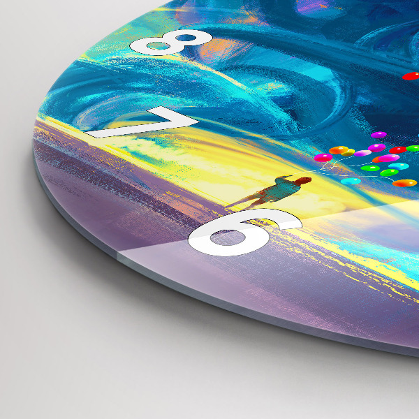 Reloj de cristal redondo Niño y globos